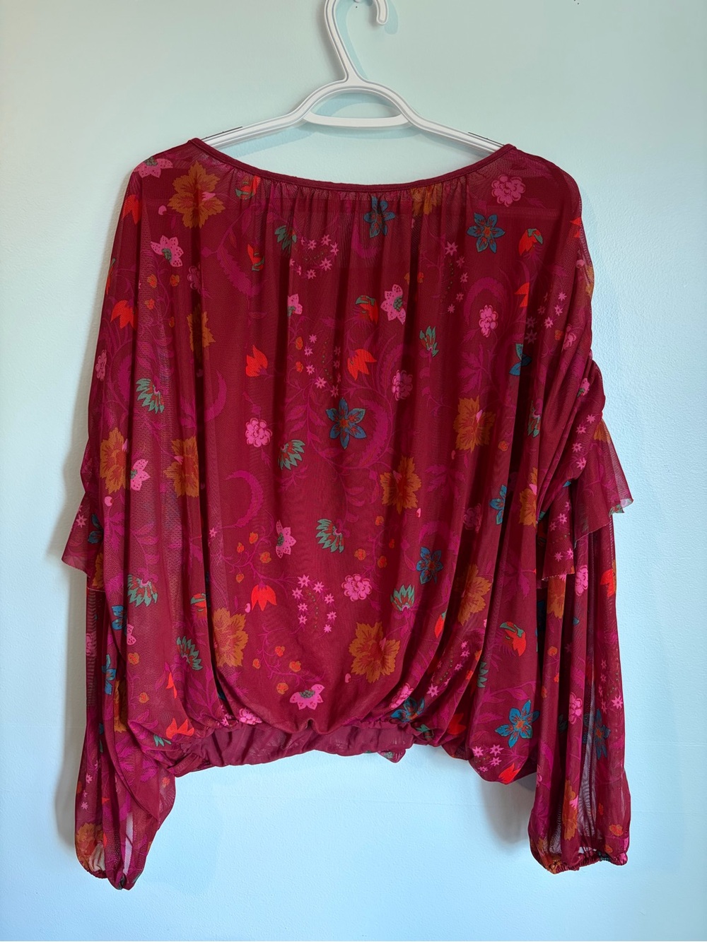 Free People Wildflower Honey Top - Red Berry - Free People Blouse - Size Large - Picture 11 of 12